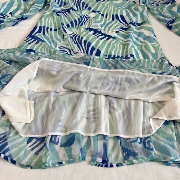 Vilagallo Blue V Neck 3/4 Sleeve Mini Dress New Size 38 - Picture 9 of 11